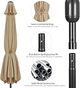 Yaheetech Garden Parasol Umbrella 3M Patio Table Umbrella Tan view 6