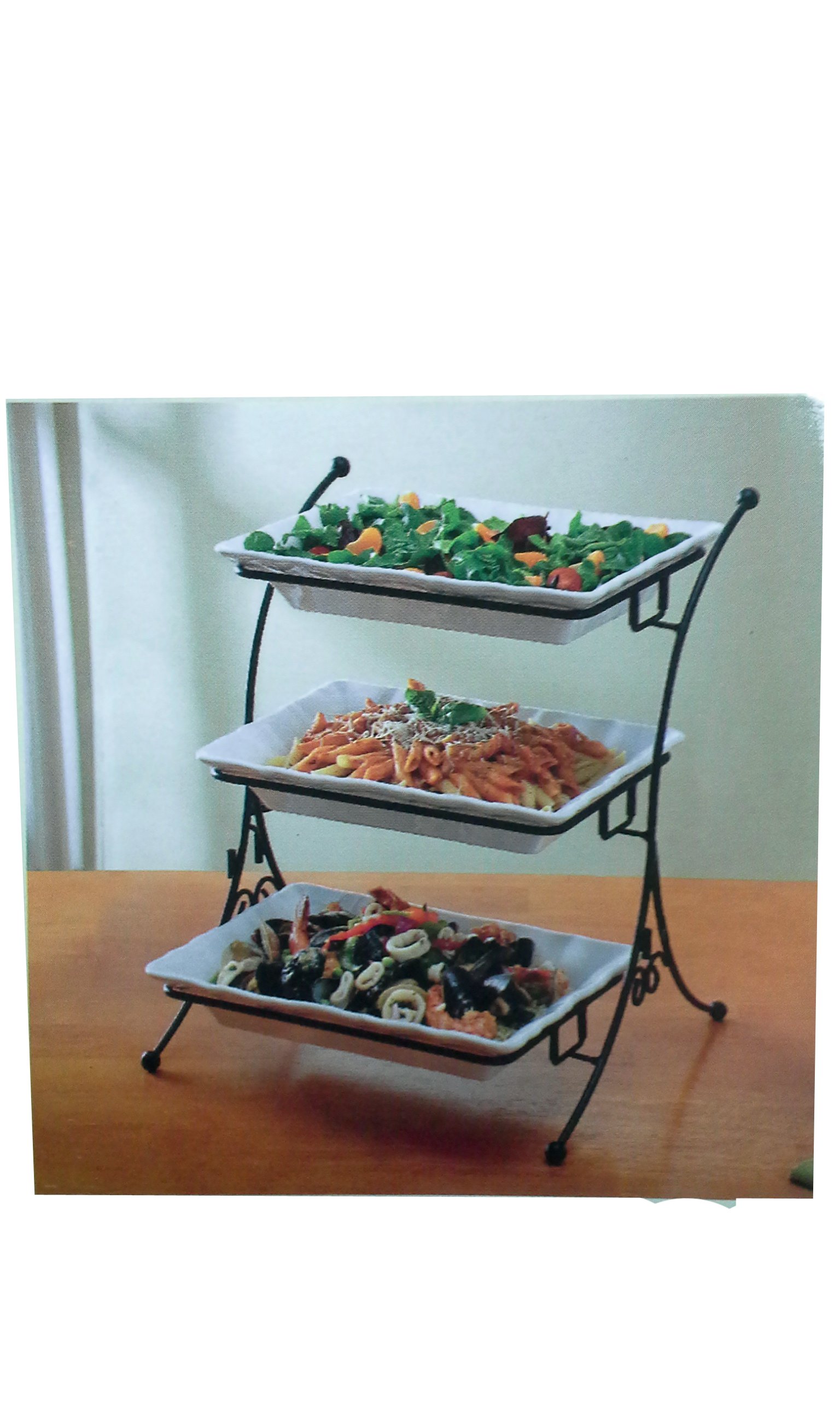 5 Tier Buffet Server (1 Serving Rack & 5 Ceramic Platters) Buy Online