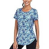 Abrooical Women's Short Sleeve Workout Shirts Crew Neck Sports Yoga Running Quick Dry Tops Side Split Tee