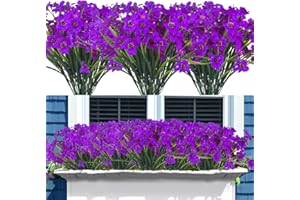 Grunyia 20 Bundles Artificial Flowers, Outdoor Indoor UV Resistant Fake Flowers No Fade Faux Plastic Plants Garden Porch Window Box Decoration