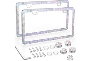 SHARE&CARE Bling License Plate Frame, Crystal License Plate Cover, Car License Plate Holder with Rhinestone Crystal Diamond S