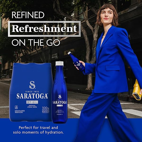 SARATOGA SPRING WATER BOTTLES, 6 PACK – STILL BOTTLED WATER – RECYCLED PET PLASTIC BOTTLES – 16 FL OZ
