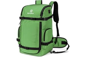 YCD-FLOCW Ski Boot Bag Backpack, 50L Large Capacity Water-Resistant Padded Ski Travel Bag & Snowboard Boot Bag for Ski Boots, Helmet, Goggles, Clothes, Gloves, Snowboard Gear (Green)