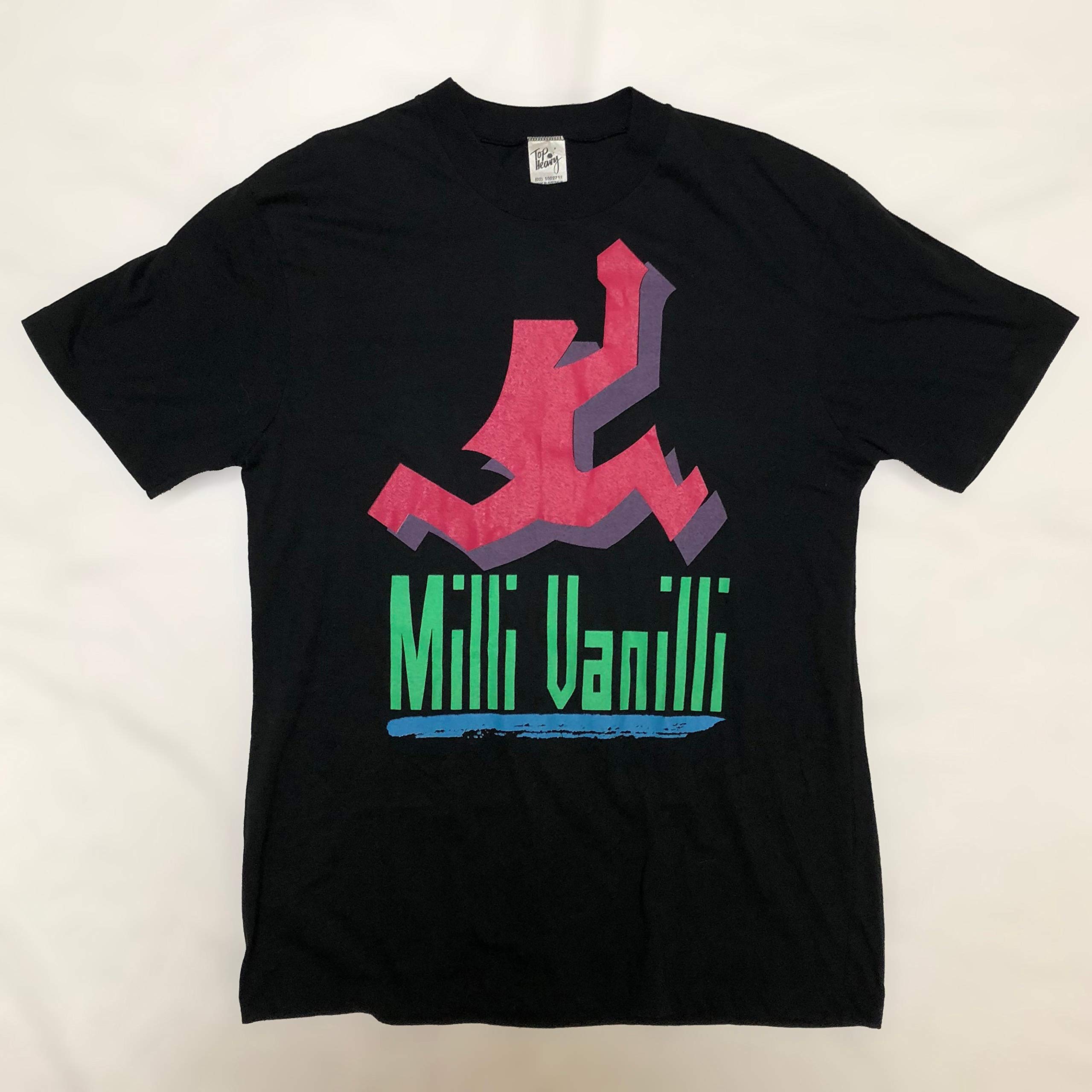 1990 Milli Vanilli Tee Top Heavy Brand Black Boy Band Pop Vintage T Shirt