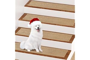 SOFYFINE Stair Treads for Wooden Steps, 8" X 30" Stair Treads Carpet with Self-Adhesive, Non Slip Stair Treads for Kids Elderlys and Pets,15 Pack, Beige