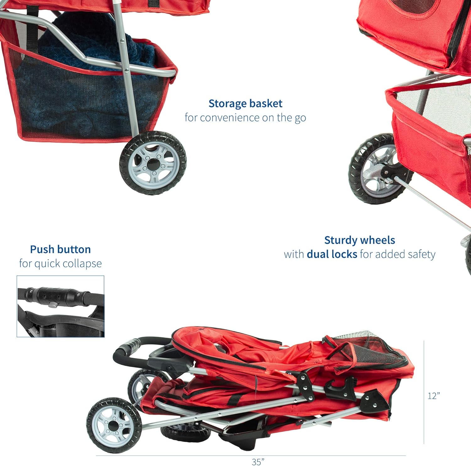 vivo three wheel pet stroller