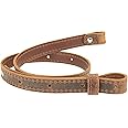 Nohma Leather Buffalo Hide Leather Rifle Gun Sling, Crazy Horse/Brown Stitch Amish Handmade 1" Wide