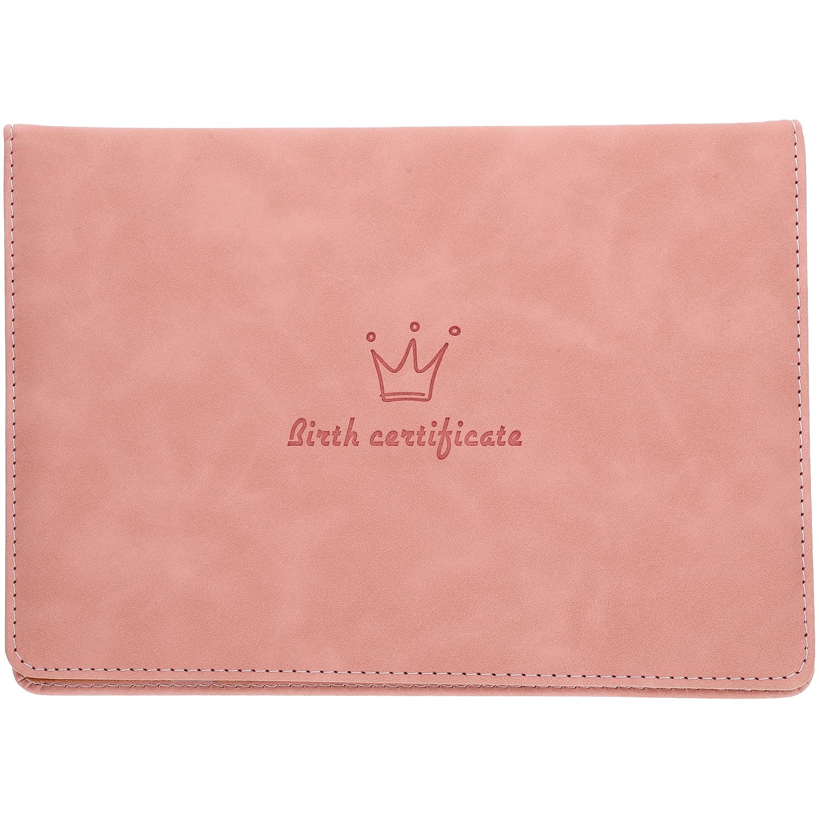 Pink Leather Birth Certificate Sleeve Holder for Baby - Protective Birth Certificate Folder and Storage Case