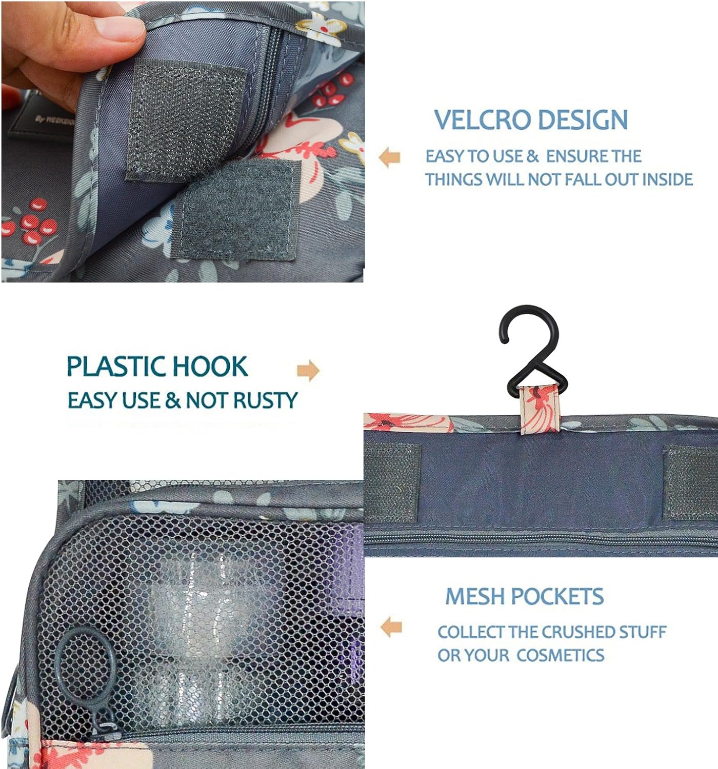Travel Hanging Toiletry Bag Waterproof Makeup Cosmetic Bag For Women Girls,Shampoo,Toiletries: Clothing