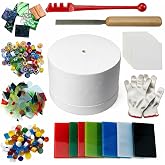WICAND Professional Large Microwave Kiln Kit for Glass Fusing 10pcs Set | Large Kiln, Kiln Papers, Diamond File, Glass Cutter, Gloves, 5 Bags COE90 Fusing Glass, for Jewelry &amp; Small Low-Fire Pottery