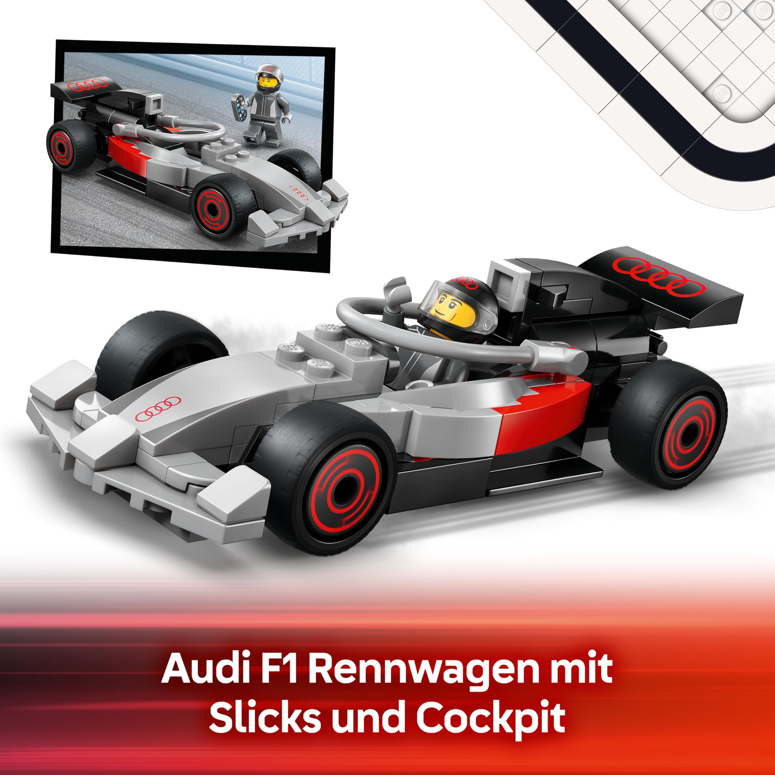 LEGO City F1 Truck mit Audi F1 Rennwagen - Spielzeug Modellbau mit 3 Minifiguren und Fahrzeug Hebefunktion - Geschenkidee für Jungen ab 7 Jahren und Motorsportfans - 60493 7