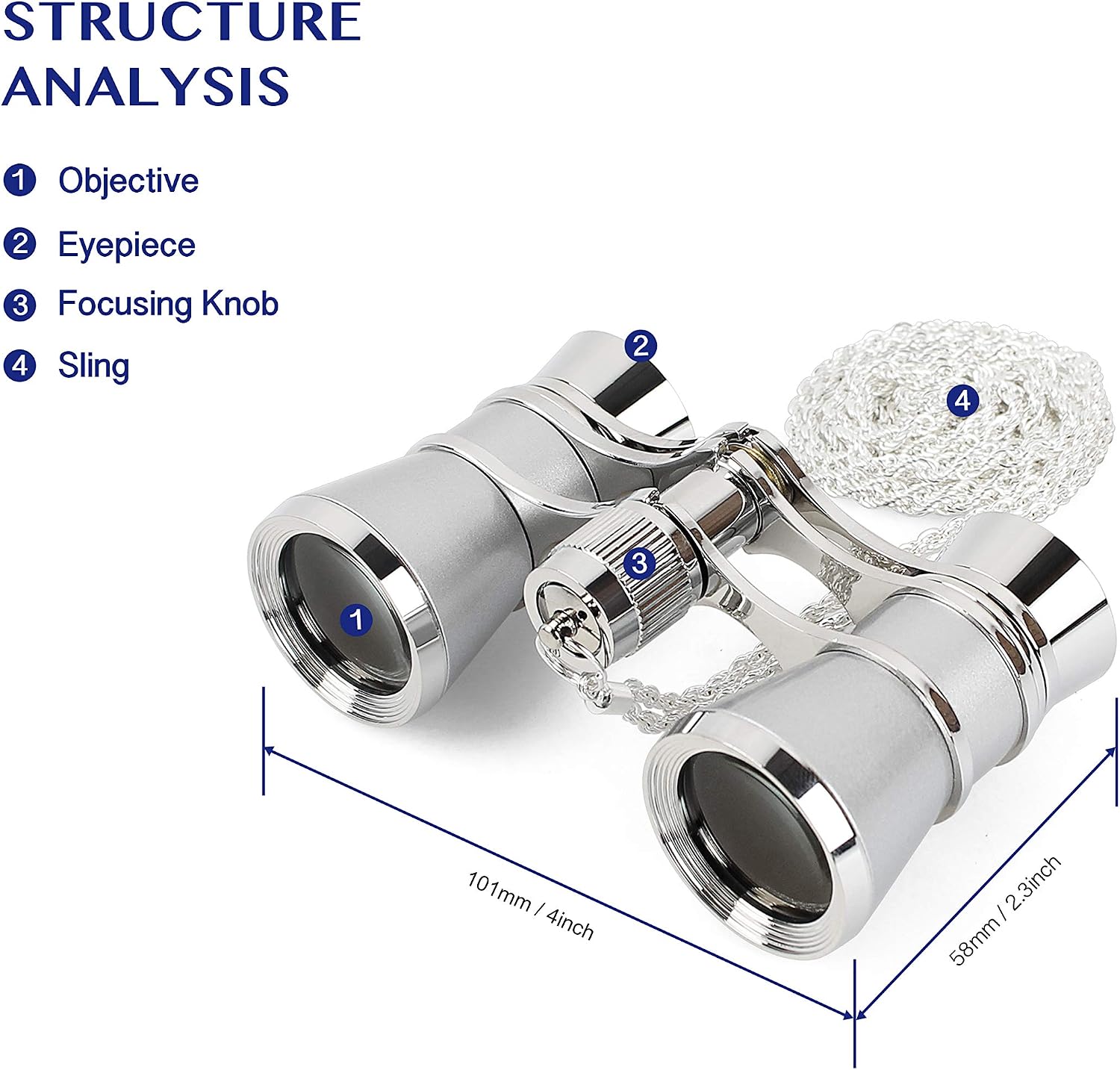 Aomekie Theatre Opera Glasses Binoculars 3X25 with Chain for Concerts Horse Racing Classical(Sliver) - Image 4