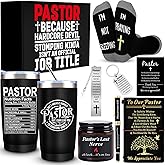 JTAMOHI Pastor Gifts for Men, Pastors Appreciation Gift Set, 20 oz Tumbler Socks Aromatherapy Candle Leather Journal Engraved Pen Bookmark Keychain for Dad, Husband, Grandpa, Male Friends, Coworker