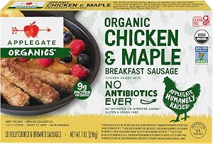 Applegate, Organic Chicken & Maple Breakfast Sausage, 7 oz (frozen)
