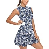 Tanst Sky Women's Golf Dress with Shorts Zip Up Quick Dry Sleeveless Pockets Tennis Workout Dresses