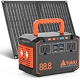 Takki 150W Peak Solar Generator with 21W Solar Panel 88.8Wh Camping Portable Power Station Bank with 100W/110V AC Outlet and 
