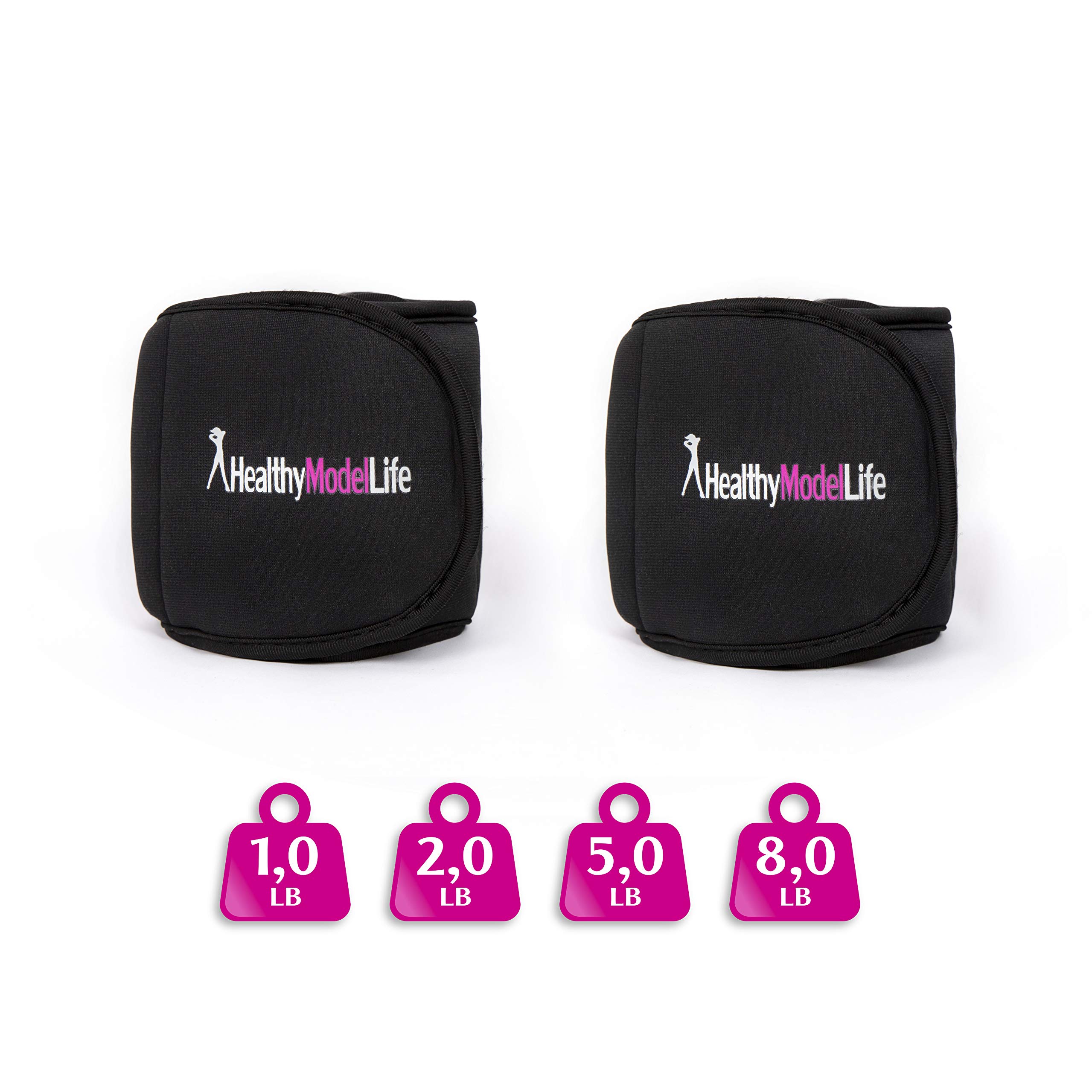 Healthy Model Life Ankle Weights Set, 2 x 1 lbs Cuffs
