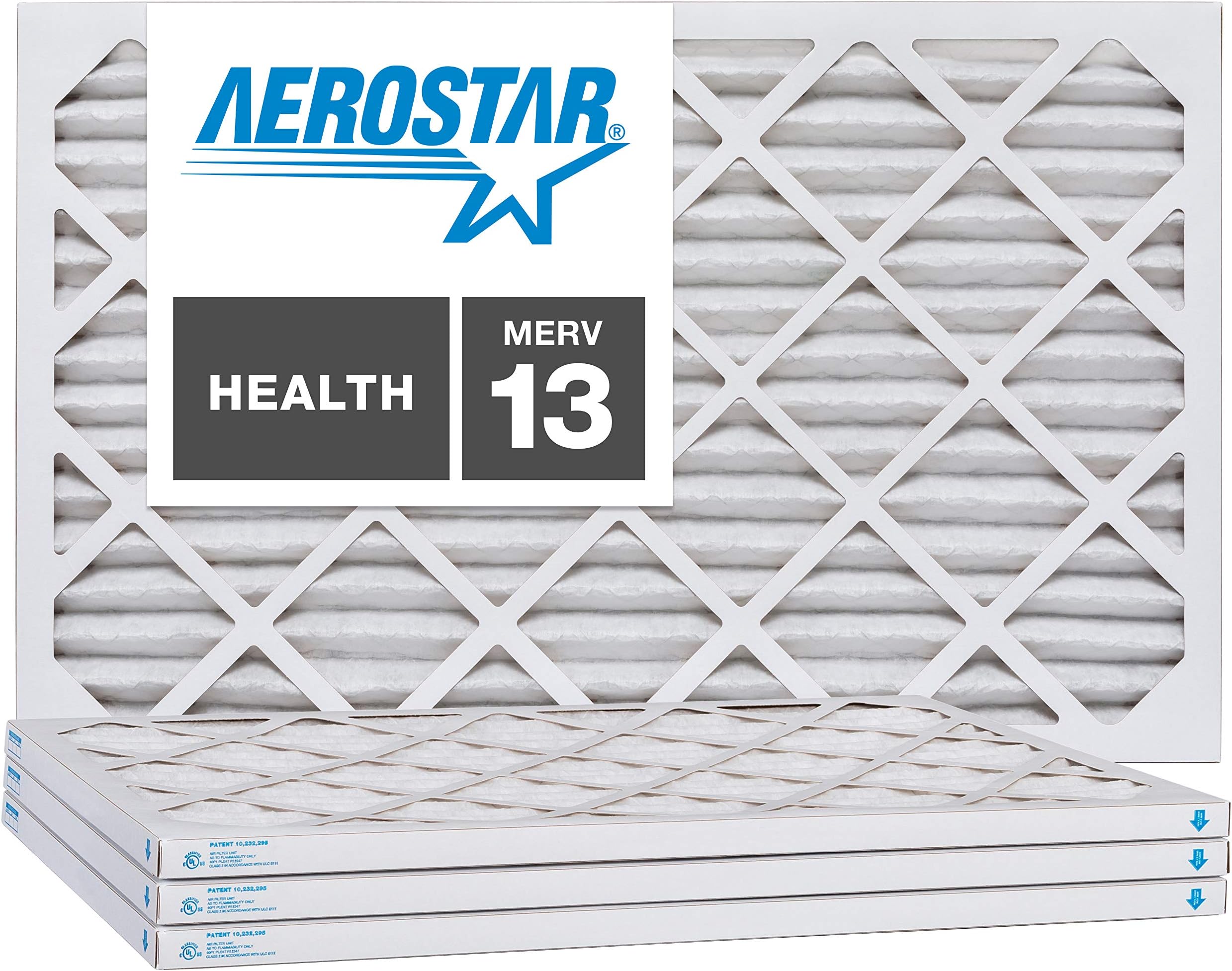 Aerostar 24x30x1 MERV 13 Pleated Air Filter, AC Furnace Air Filter, 4 Pack (Actual Size: 23 7/8" x 29 7/8" x 3/4")