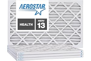 Aerostar 16x25x1 MERV 13 Pleated Air Filter, AC Furnace Air Filter, 4 Pack (Actual Size: 15 3/4" x 24 3/4" x 3/4")