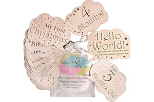 Heart's Sign 24 Designs Monthly Baby Milestone Cards - Baby Monthly Milestone Wood Discs | Baby Months Signs | Baby Milestone Discs | Baby Photo Props