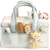PeraBella Diaper Caddy Organizer with Handle, Baby Shower Gifts Basket Bag, Registry Search Must Haves Items, Nursery Storage Organizer for Newborn Girl Boy, Baby Bag Essentials, Car Diaper Caddy Cart