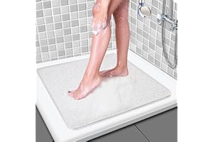 Leotruny PVC Non Slip Square Shower Mat 21 x 21 Inches Shower Floor Mat for Bathroom Textured Surface (C03-White, 21''X21'')