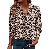 Zeagoo Womens Button Down Shirt Long Sleeve Blouse Business Work Tops Dressy Casual Floral Printed Outfits with Pocket