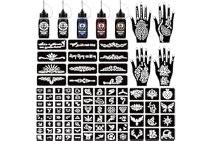 Moricher Temporary Tattoo Kits 5 Inks 102 Stencils with Mandala Stencils Semi Permanent Tattoo for Women Men Kids DIY Art Painting Party Gifts