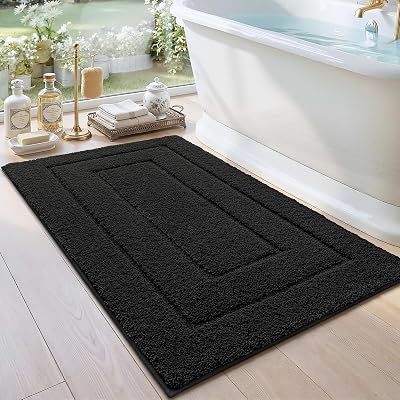 DEXI Bath Mat 60x110 cm Extra Soft Microfiber Non-Slip Black