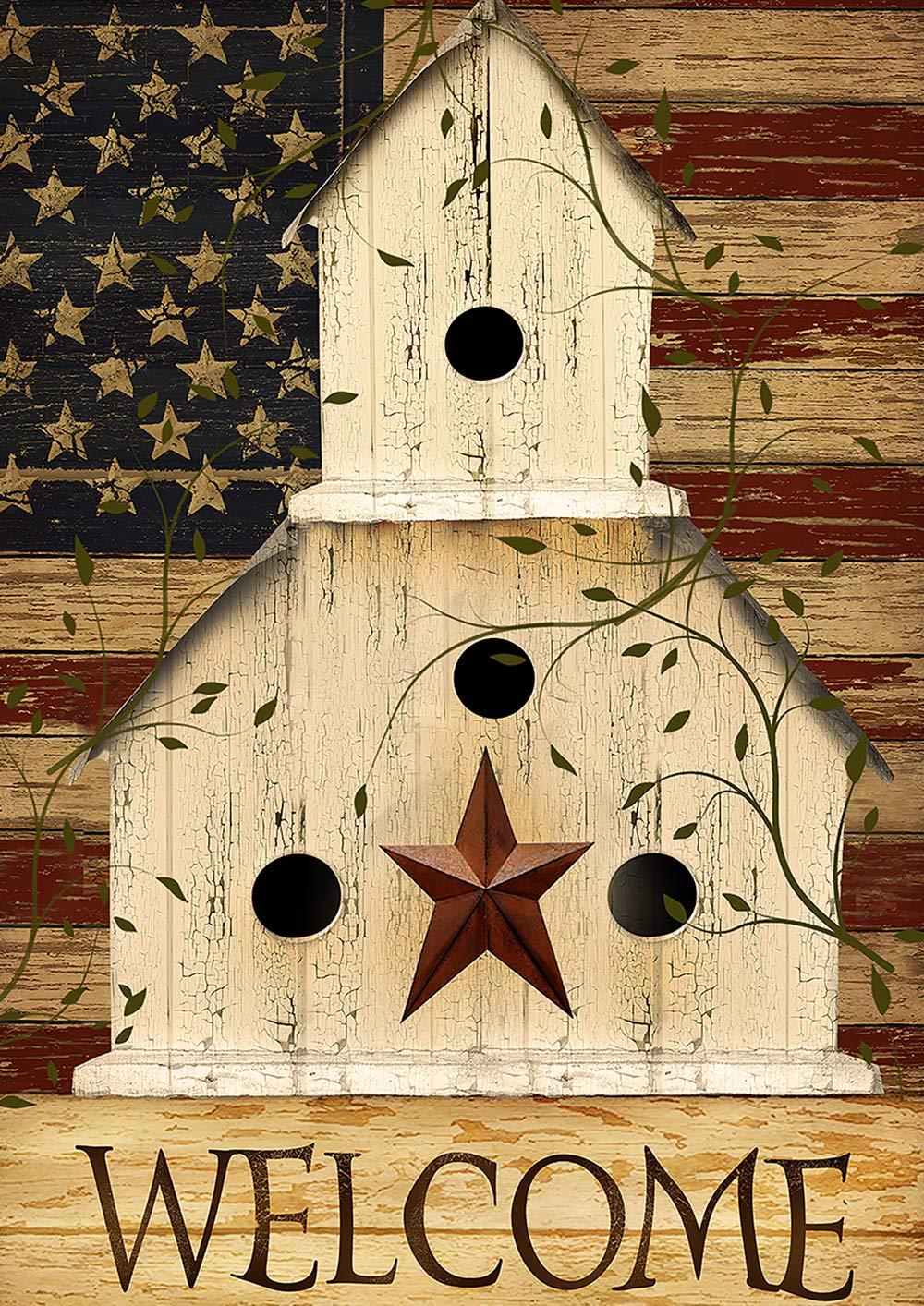 Toland Home Garden 1112200 Americana Birdhouse Welcome 12.5 x 18 Inch Decorative, Garden Flag (12.5" x 18")