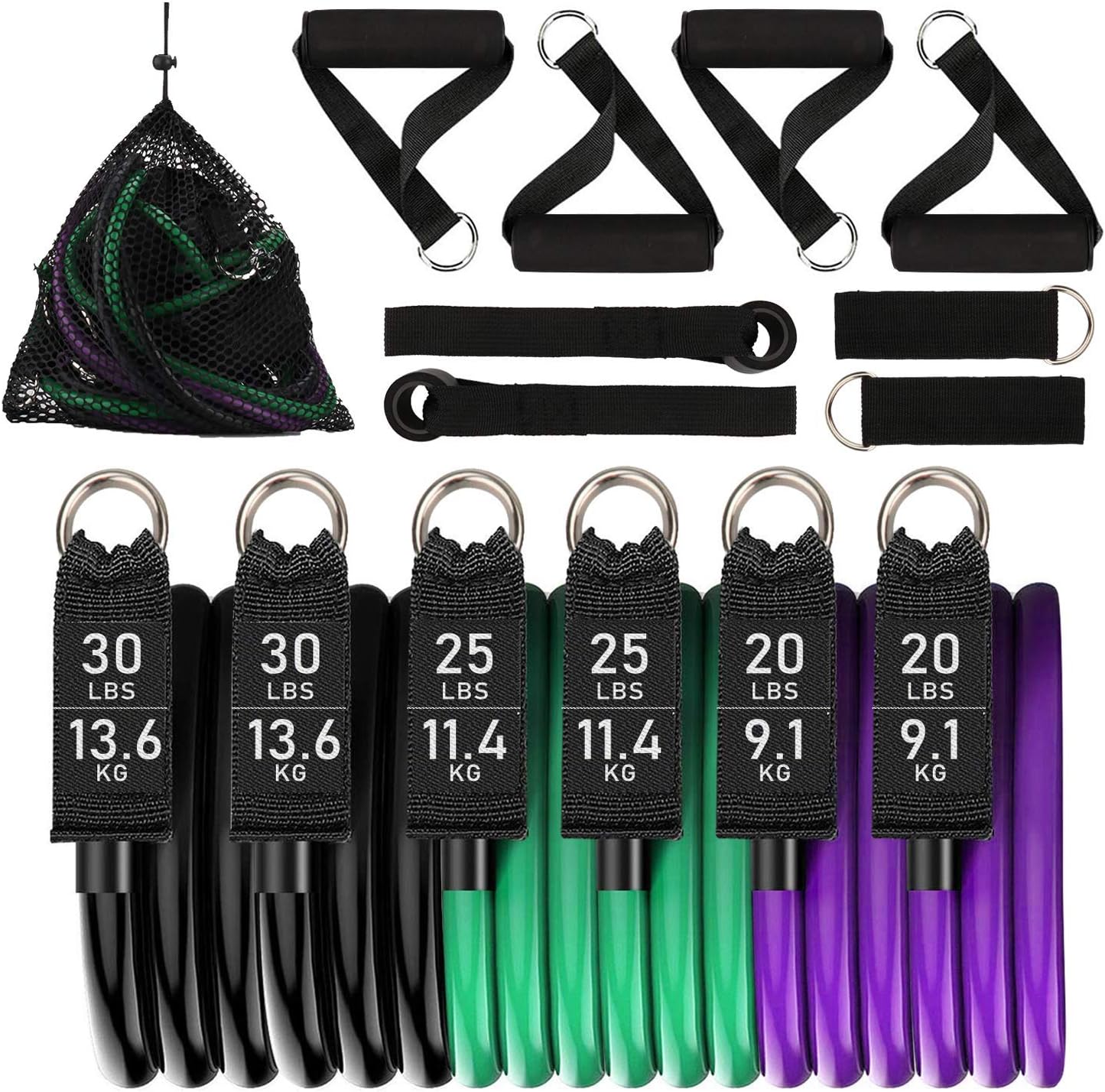 150LB Resistance Bands Home Workout Set Exercise Band Heavy Duty Power Lifting Strength Training Fitness Equipment for Body Stretching For Resistance Training, Physical Therapy, Home Workouts, Yoga