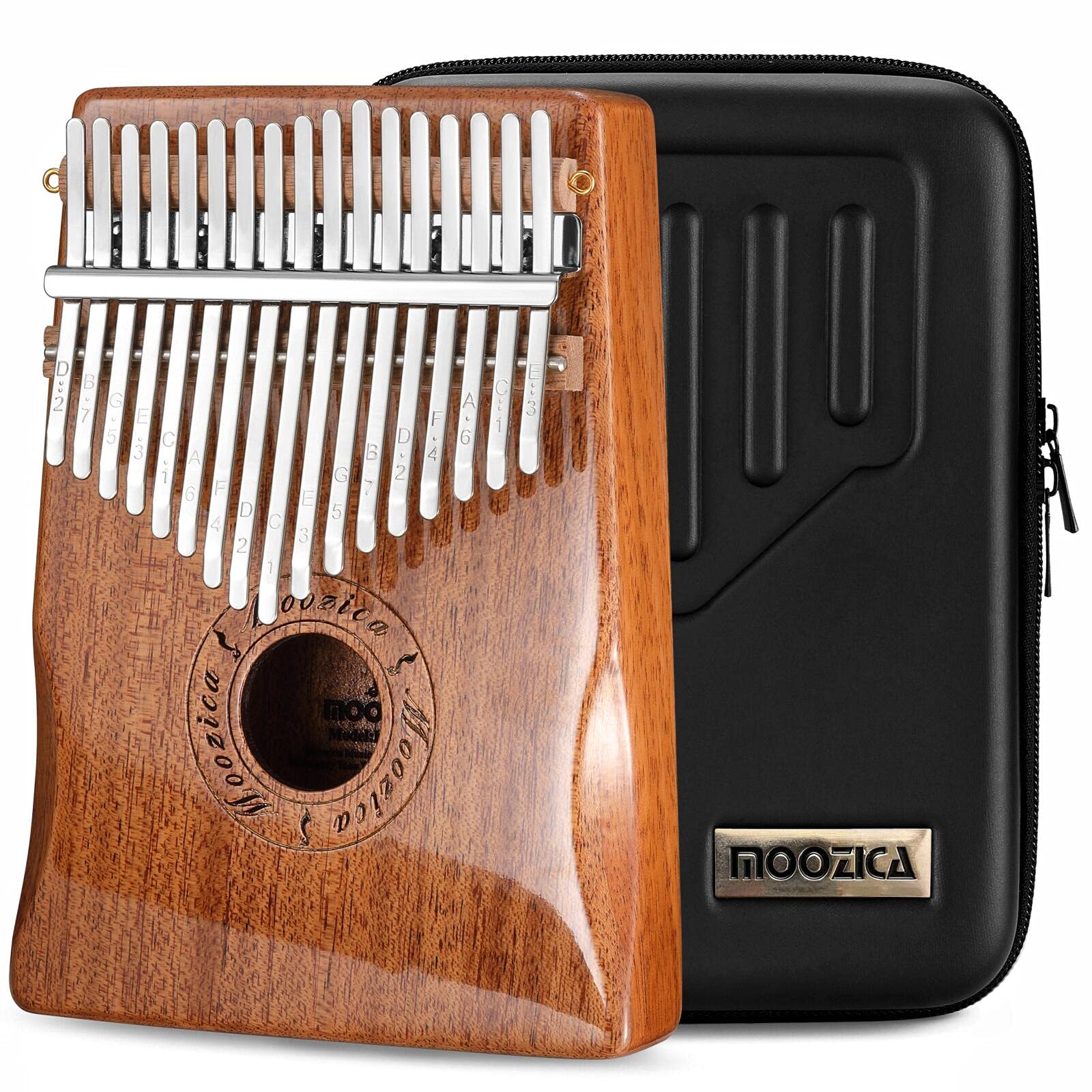 MOOZICA 17 Keys Kalimba Thumb Piano, Solid Mahogany Wood Professional Kalimba Marimba with High-gloss Finishing Musical Instrument Gift (Burlywood-K17MP)