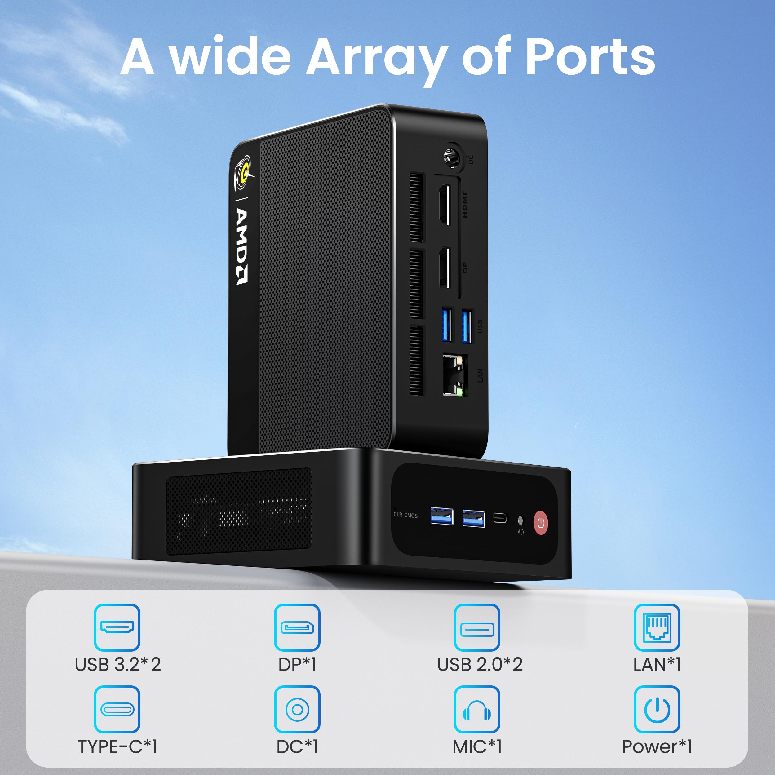 Beelink Ser5 MAX mini PC, AMD Ryzen7 6800U (Up to 4.7GHz,8C/16T), 24GB LPDDR5 500GB PCle4.0 SSD，mini Computer Support 4K Triple Display/2.5G LAN/WiFi6/BT5.2, Home/Office W11 Pro Mini Desktop Computer