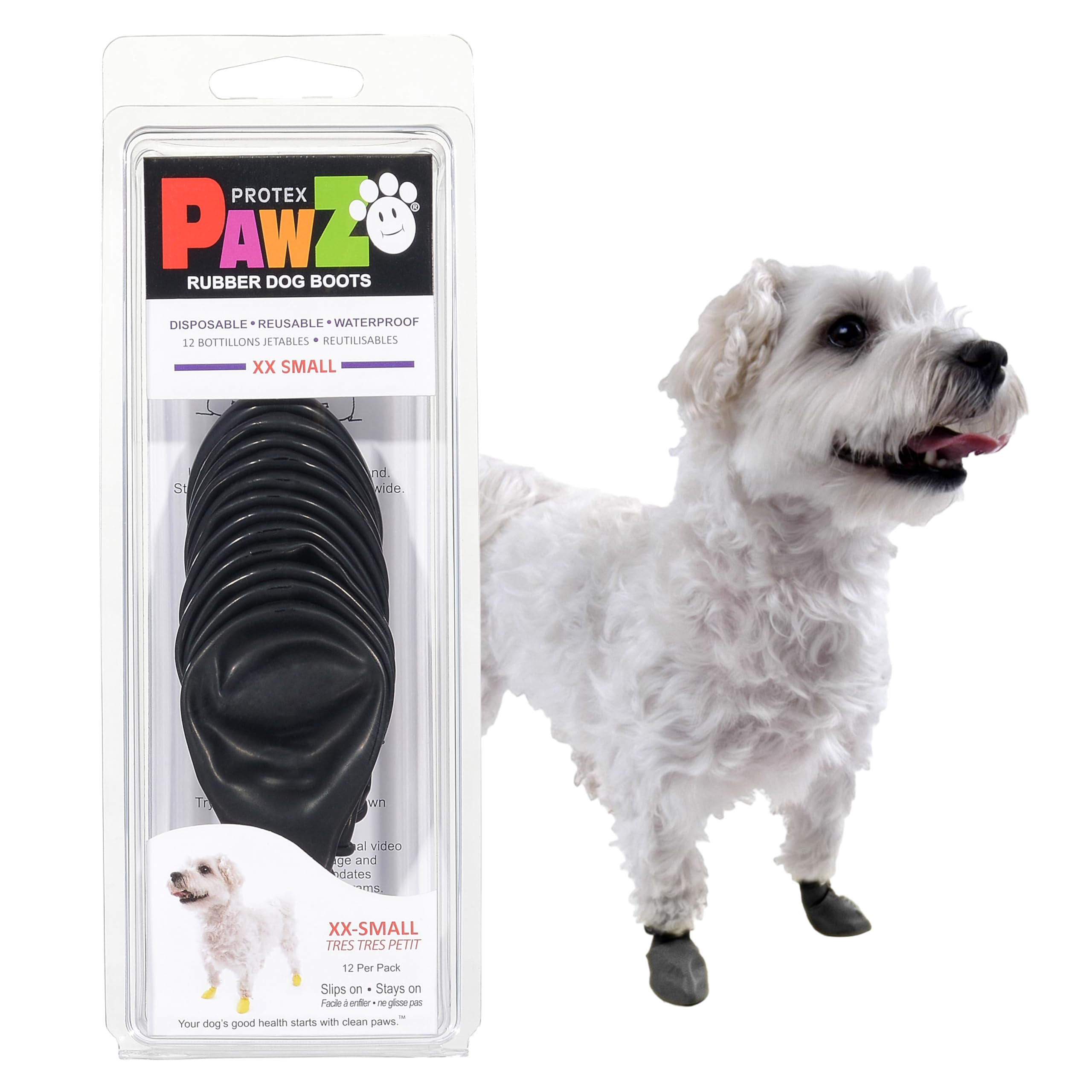 Protex Pawz Protective Dog Boots Black Edition, XXS