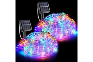 XMASBOKEH 2 Pack Solar Rope Lights Outdoor Waterproof, Total 66Ft 270 LED String Lights for Outside, 8 Modes Solar Light Outdoor for Home, Trampoline, Yard, Pool, Pathway, Tree, Holiday Decorations - Multicolor