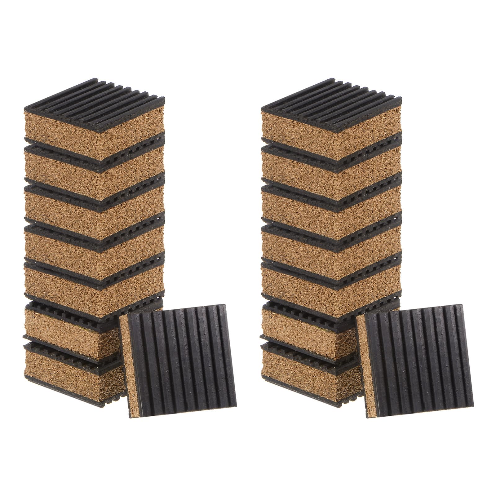 Photo 1 of uxcell 16pcs Ribbed Anti-Vibration Isolation Rubber Pads 2" Length x 7/8" Thick, Square Anti Vibration Pads with Cork Center Layer for HVAC Air Compressor Washer