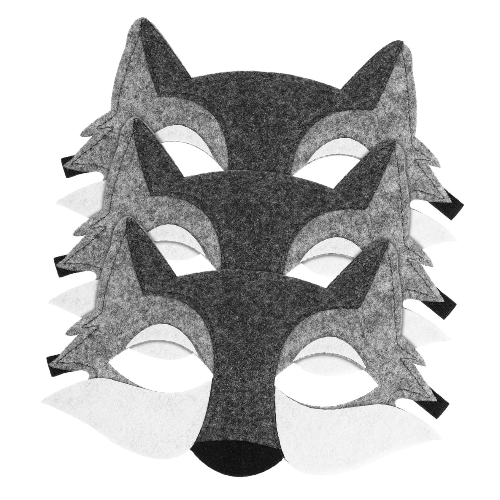 JOINPAYA 3PCS Felt Wolf Masks: Adult Felt Wolf Mask Masquerade Animals Masks Halloween Dress Up Costume for Party Favors