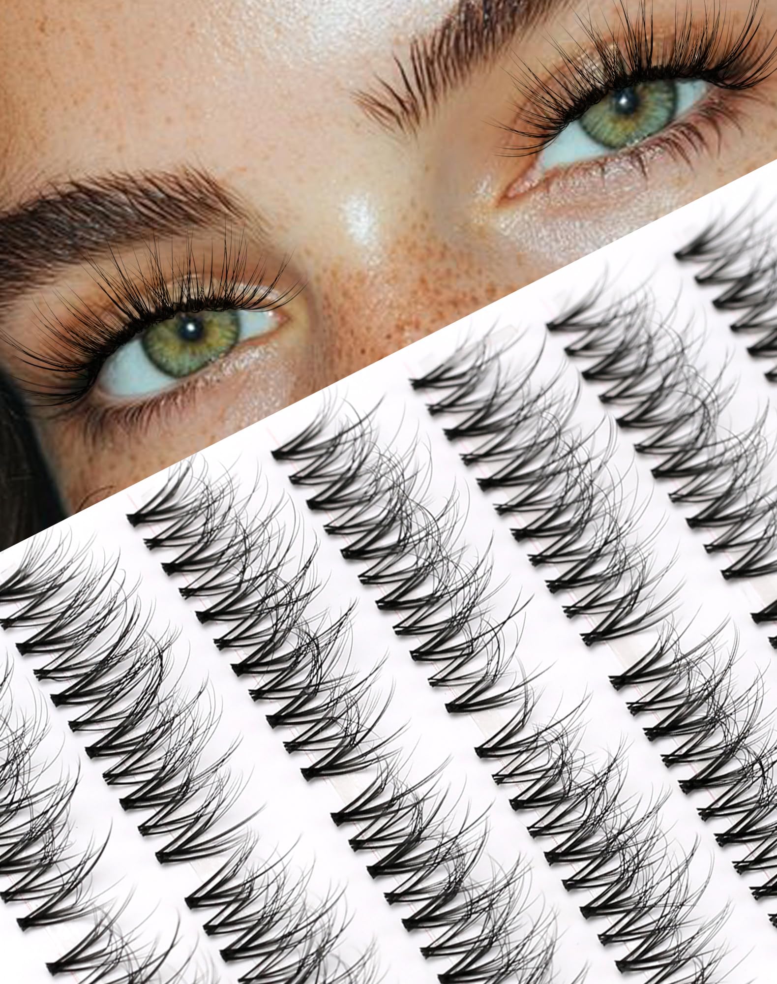 Individual Lashes Natural Manga Looking Extension Mink Lashes Cluster False Lash Wispy Fluffy Manhua Eyelashes DIY Pre-styled 7Pair N07 — image 1