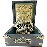 Brass Ship History Sextant Handmade Gift for Father's Day, Birthday, Anniversary, Baptism, Partner, Best Men, Graduation, Christmas, Vintage Style Hardwood Box Home Décor Add Your Treasure Gift