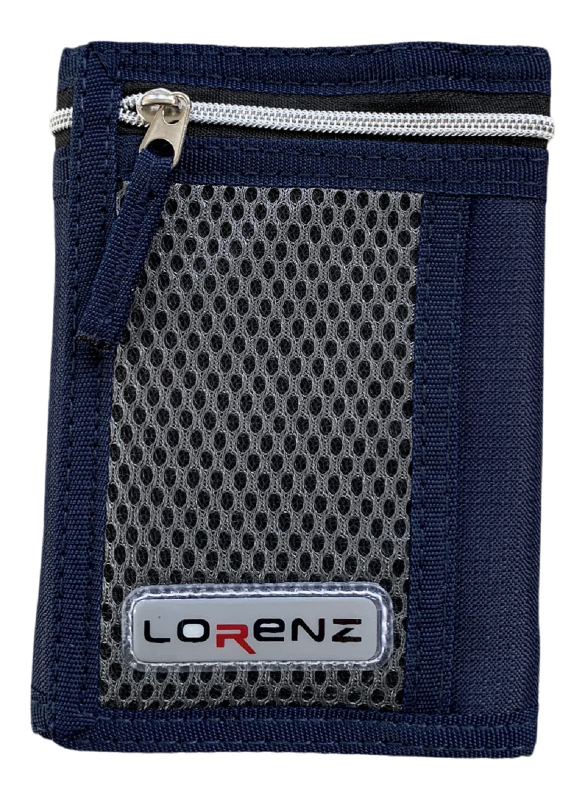 Lorenz Men's Boy's Slim Canvas Sports Trifold Wallet - Navy Blue
