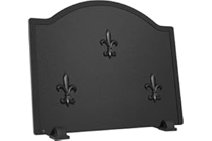 G GOOD GAIN 22.5" Firebacks for Fireplace, Steel Fireplace Back Plates with Feet, Fireplace Heat Deflector for Wall Protection & Heat Reflect, Black Iris Design Modern Decorative Fire Backs