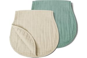 haakaa Baby Burp Cloths for Boys and Girls, Muslin Burp Cloths Neutral, Organic Cotton, Large 22.8''x11.4'', 2pcs