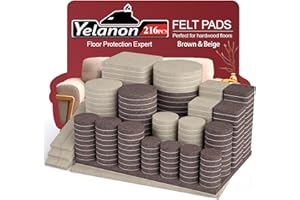 Yelanon Felt Furniture Pads for Hardwood Floors -216 Pcs Premium Felt Pads for Chair Legs, Floor Protectors for Furniture, Beige & Brown