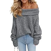 Saodimallsu Womens Off The Shoulder Sweaters Oversized Long Sleeve Loose Ribbed Knit Fall Trendy Pullover Tops