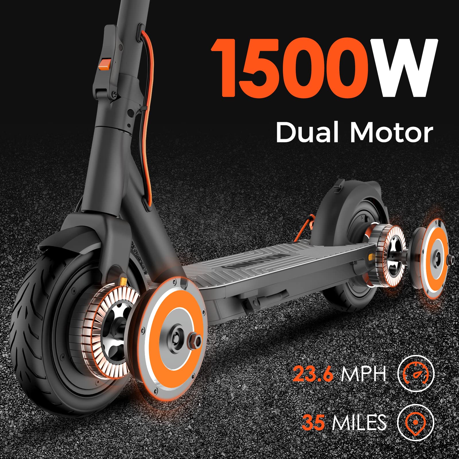 Inmotion Climber 750W Dual Motor Electric Scooter - 36% Hill Climb, 23.7mph Speed, 35 Mile Range, 10