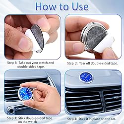 2 Pieces Stick on Dashboard Car Clock Mini Tiny