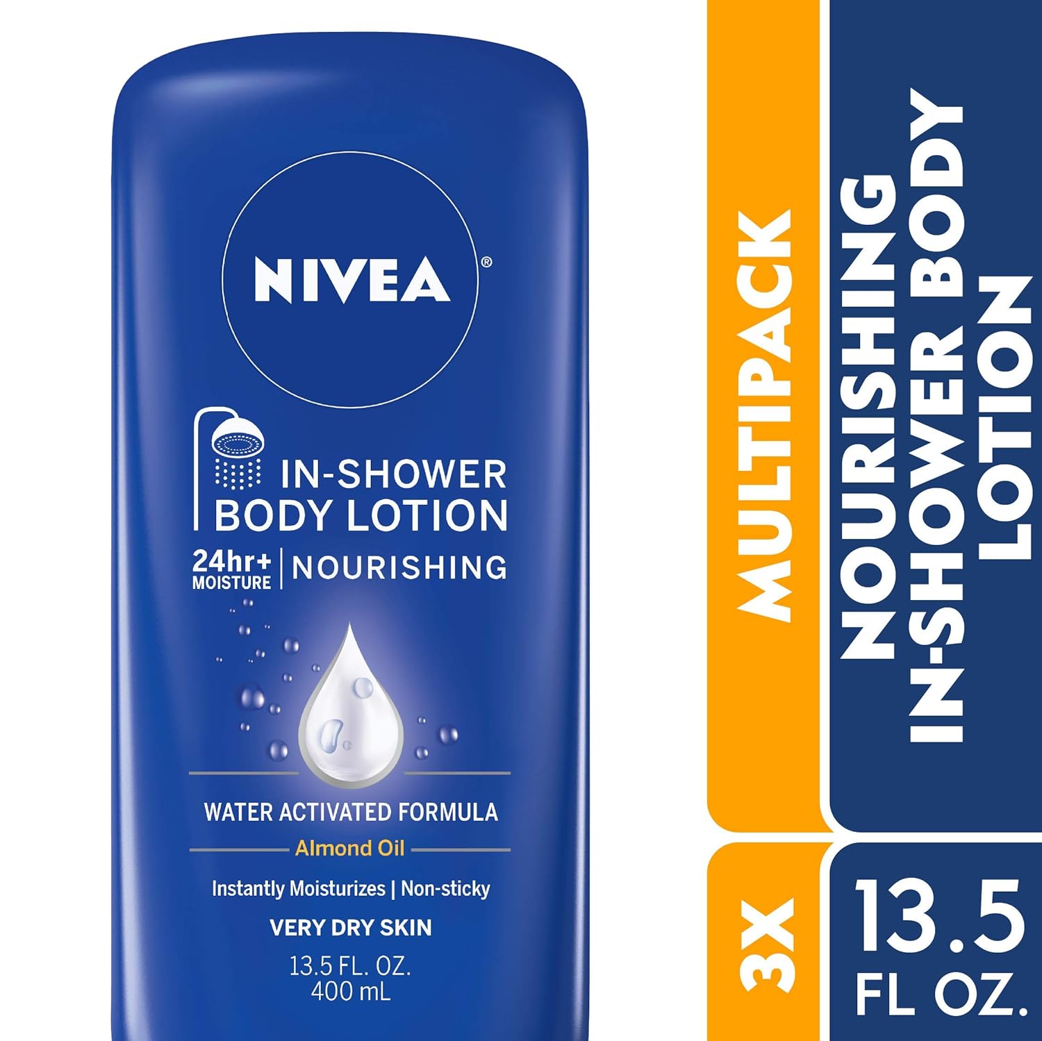 NIVEA Nourishing In-Shower Body Lotion - Non-Sticky For Dry to Very Dry Skin - 13.5 fl. oz. Bottle (Pack of 3) : Beauty