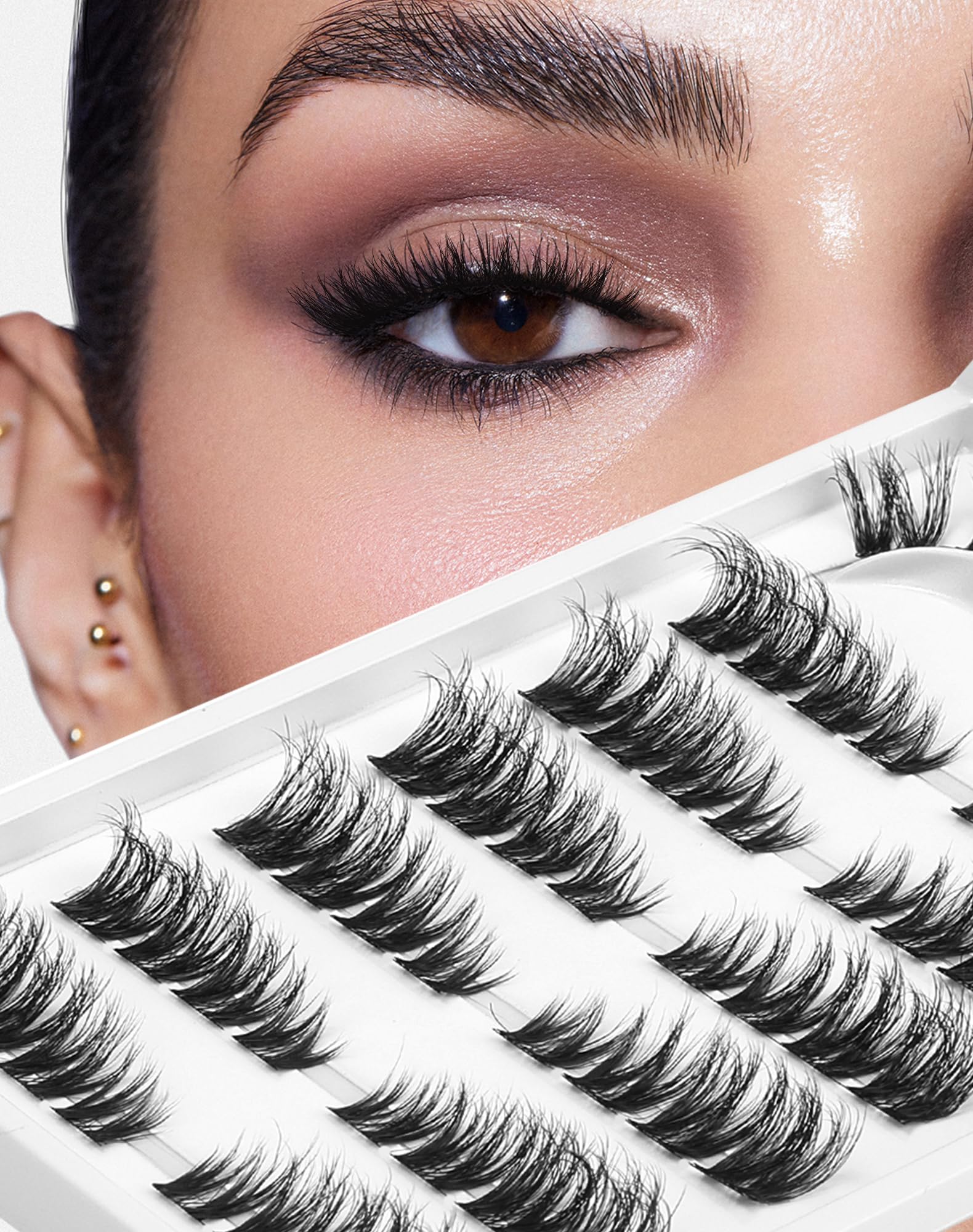 Cat Eye Cluster Lashes,10-15mm DIY Eyelash Extensions,Natural Cluster Eyelashes for Self-application Individual Lashes at Home,3D Soft and Lightweight-Style False Eyelashes — image 1