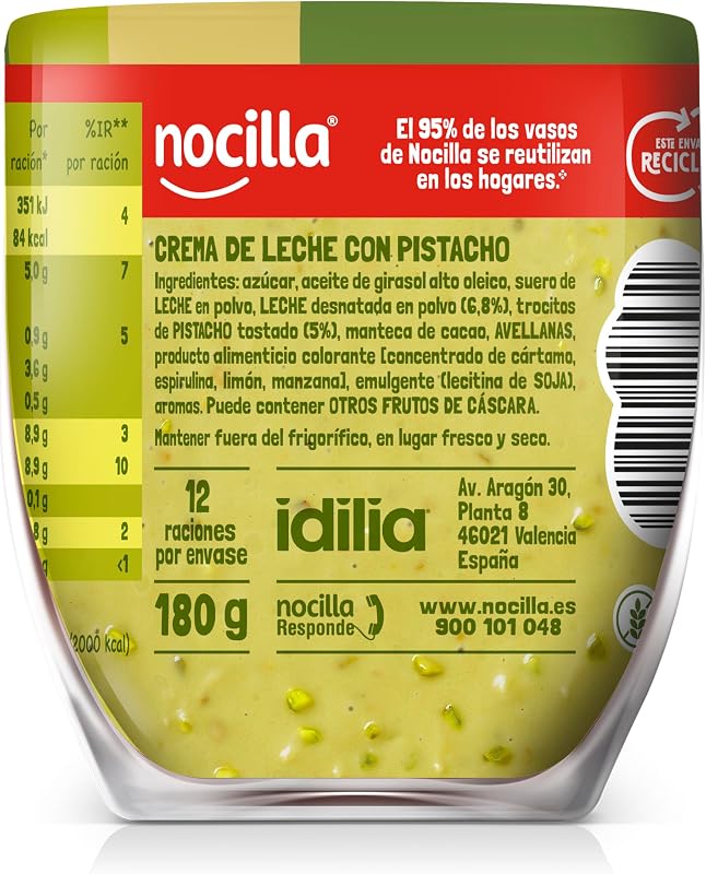 Creme de Cacau com Pistácio Sem Óleo de Palma, 180g, Sem Glúten