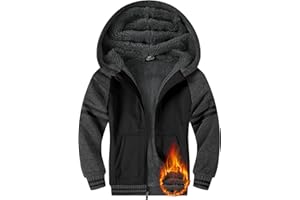 ONEDOG Boys Fleece Jacket Sherpa Lined Zip Up Hoodie Casual Long Sleeve Sweatshirt Warm Jacket 6-15Years (Girls/Kids)